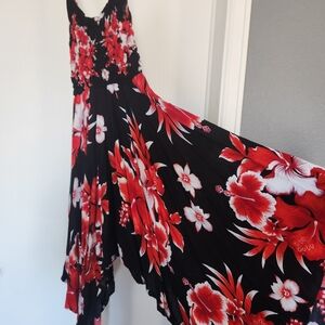 Floral Black and Red Maxi Dress